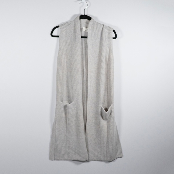 Wilfred Aritzia Olivie Wool Open Front Sleeveless Cardigan Sweater Gray XXS - Picture 1 of 4